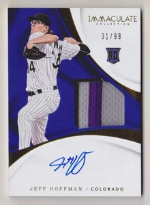 2017 Immaculate Collection Jeff Hoffman /99 Auto Jersey Rookie Toronto Blue Jays - Bild 1 von 2