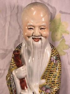 Large Chinese Famille Rose Shou Xing Immortal - Picture 1 of 12