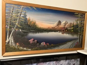 Burdette Pletan Oil Painting Fastest Artist Signed 32”x15” Pletan Art Beautiful - Picture 1 of 5