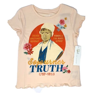 NWT Peek Girls 3T Peach Sojourner Truth Women's Activist History Graphic Shirt - Picture 1 of 6