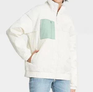 NEW Womens Sherpa Jacket Ivory Cream ladies sz XS lined, full zip, 3 pockets - Picture 1 of 4