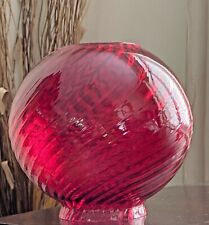 Victorian Style Cranberry Red Swirl Glass Globe Oil Lamp Shade Base Diameter 9.5