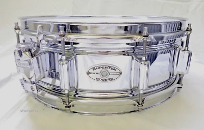 ROGERS - SUPERTEN CAJA TAMBOR - INSIGNIA GUIÓN AÑOS 70 DE COLECCIÓN - 10 tacos acero 5" x 14" Foto 1 de 4