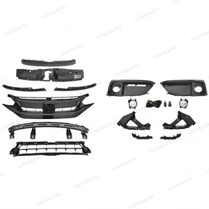 15PCS For Civic 2019-2021 Upper Lower Grille Mesh Fog Lights Bumper Brackets Kit - Picture 1 of 3