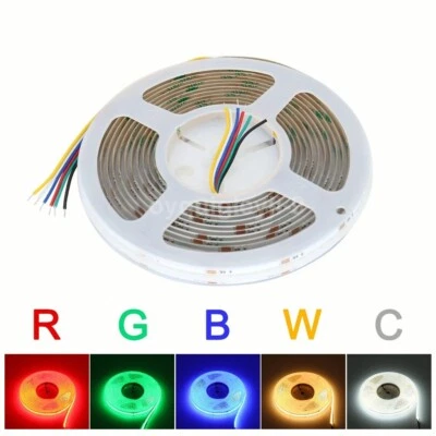 RGBCCT COB LED Strip Light 24V RGBCW Colorful Flexible 840LEDs High Bright Decor - image 1 of 4