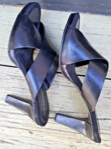 SEXY SLIP-ON DONNA 3,5" TACCO APERTO ENZO ANGIOLINI PELLE NERO BRASILE 6,5M - Foto 1 di 8