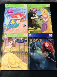 Leap Frog TAG Reader Book Lot 4 Disney Tangled Merida Little Mermaid Belle FLAWS - Picture 1 of 12
