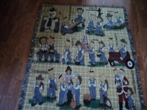 Home Interiors ThrowBlanket All Through the Year Denim Days 54"x70" Debbie &Dan - Picture 1 of 4