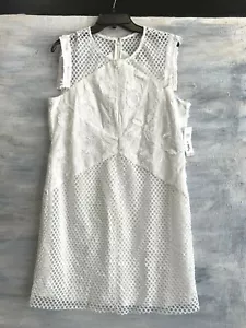 JULIA JORDAN 36385 Crew Neck Sleeveless Illusion Cotton Lace Dress, 12 - White - Picture 1 of 12