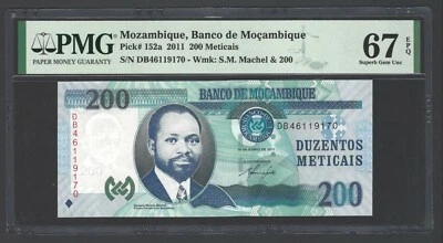 Mozambique 200 Meticais 16-6-2011 P152a Uncirculated Graded 67 - Image 1 of 2