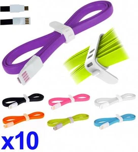 Cable cargador de sincronización de datos micro USB de silicona de fideos 10x 4 ft para SAMSUNG, HTC, LG - Imagen 1 de 10