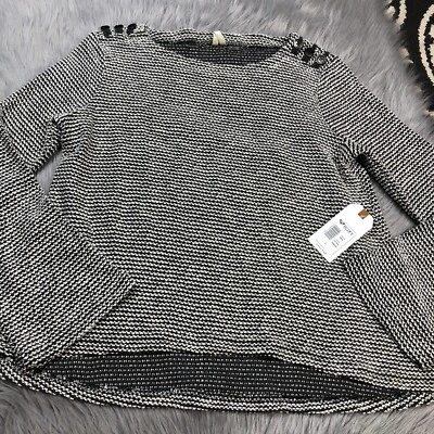 Roxy Free Thinking Pullover Gray White Knit Sweater Sz Large - Image 1 of 4