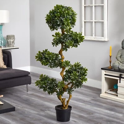 5’ Artificial Pittispourm Tree UV (Indoor/Outdoor) Home Decor. Retail $324 - Image 1 of 4