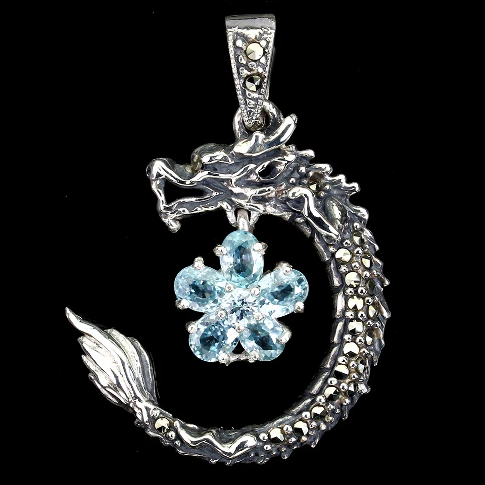 Pendente Ovale In Argento Sterling 925 Zircone Pietra Naturale Gioiello Regalo - Immagine 1 di 4