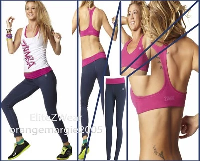 ¡JUEGO DE 3 PIEZAS ZUMBA! Leggings largos + Camiseta sin mangas espalda deportiva + Sujetador deportivo EliteZW S M L Foto 1 de 4