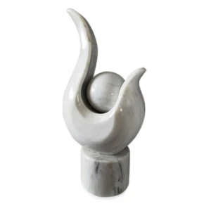 Scultura da Tavolo Goccia Marmo Bianco White Marble Drop Interior Design H.26cm - Picture 1 of 2