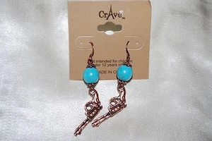 Pistole Ohrhänger blaue Perlen Kupfer Reover Waffe Schießen kostenloser Versand - Bild 1 von 3