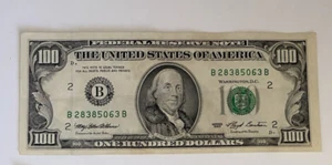 1993 series $100 dollar bill B 28385063 B "TRIPLE B" - Picture 1 of 2
