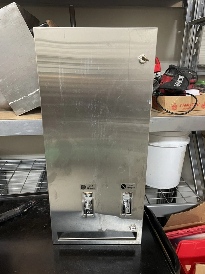 ASI 0864-PN Sanitary Napkin and Tampon Vendor Vending Machine With Key - Image 1 of 2