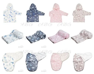 Baby Hooded Fleece Top Hoodie, Wrap, Swaddle Wrap ~ Dino, Hearts ~ 6Ms-3Yr ~ abg - Picture 1 of 49