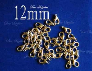 50x gold lobster clasps clasp 12mm shiny gold lobster claw clasp connector - Bild 1 von 1