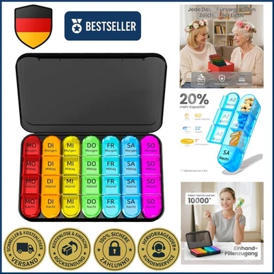 Doruimi Tablettenbox 7 Tage Morgens Mittags Abends Klein Pillendose Große Fächer