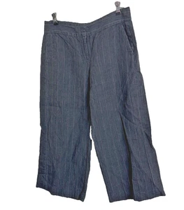 Isda & Co Damen Leinenhose weites Bein Größe 8 kurz geschnitten grau Nadelstreifen Arbeitskleidung - Bild 1 von 7