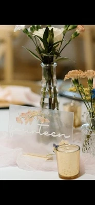 Números de mesa florales para boda con bloques de madera soporte números 1-19 rústicos hágalo usted mismo Foto 1 de 4