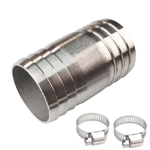 JENSWILL 1-1/2" Stainless Steel Hose Barb Fitting Straight Shape Barbed Splic... - Picture 1 of 5