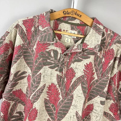 Crazy Shirts Hawaiian Polo Mens XL Red Olive Beige Floral Short Sleeve Tropical - Image 1 of 4