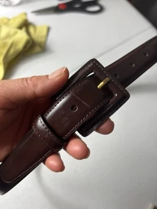 BROOKS BROTHERS Belt Dark Brown Lacquer Leather Sz. L 39” Inches Made in ITALY - Picture 1 of 14