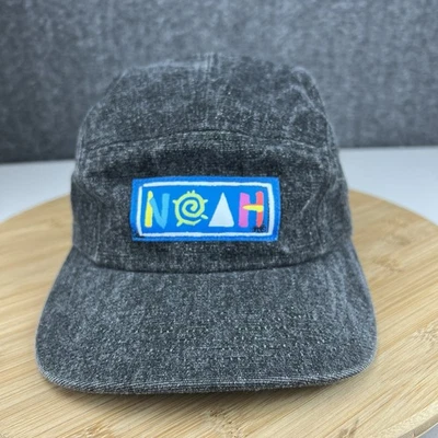 Noah Gray Denim 5 Panel Hat Cap Strapback Adjustable Logo Patch Made in USA - Image 1 of 4