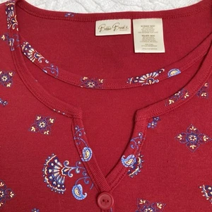 Bobbie Brooks Woman Red Top Paisley Print Flowers Short Sleeves Size 18/20 - Picture 1 of 11