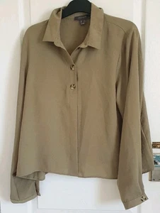 Ladies Olive Green Shirt 14 Primark Long Sleeve Collared - Picture 1 of 4