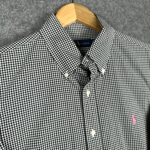 Ralph Lauren Shirt Mens 15.5" Collar Black Check Long Sleeve Classic Fit Preppy - Picture 1 of 17