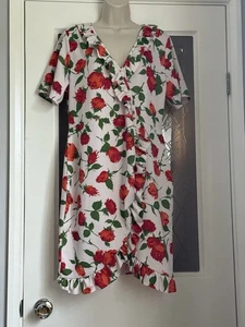 Short Sleeve Summer Floral Dress From Boohoo Size 20 White/green/red - Picture 1 of 8