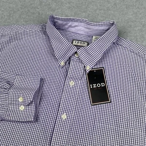 Camisa Izod Para Hombres 2XL Púrpura Dalia Cuadros Guinga Botones Algodón Calce Clásico - Imagen 1 de 11