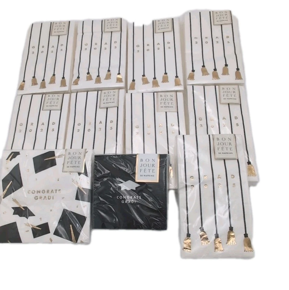 Bonjour Fete "Congrats Grad!" 80 Napkins, 5" Square (11 packs of 20 napkins) - Image 1 of 1