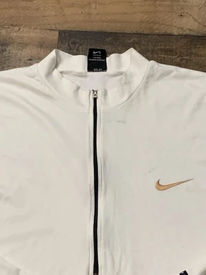 Camisa Pullover Tenis Vintage Nike Agassi Para Hombres XL Blanca Media Cremallera Cuello Simulado Años 90 Foto 1 de 4