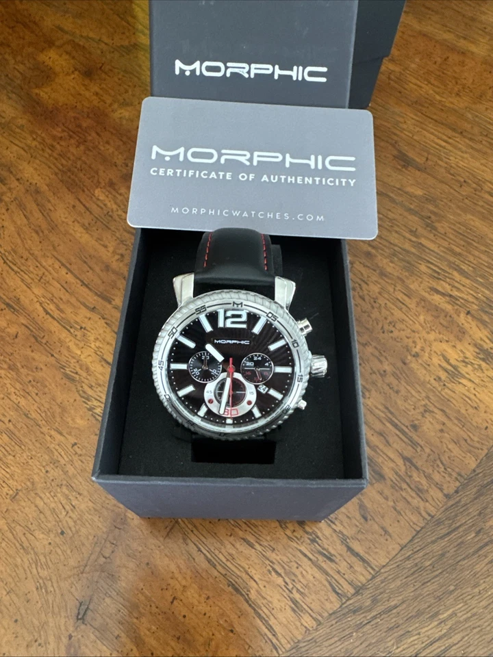 Morphic M-89 Cronógrafo Correa Cuero Serie Negro Con Dial Negro MPH8902 Foto 1 de 3