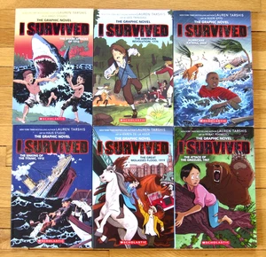 Lot 6 I SURVIVED Graphic Novels Lauren Tarshis Sharks Grizzlies Molasses PB EXC - Imagen 1 de 3