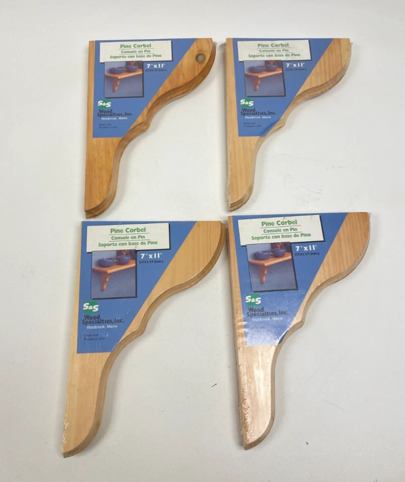 Juego de 4 ménsulas de pino de 7"x11" de madera maciza Foto 1 de 4