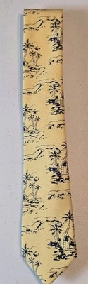 Aeropostale - Corbata de cuello tropical delgada para hombre - 3"x57" amarilla con estampado azul marino usada en excelente estado  Foto 1 de 4