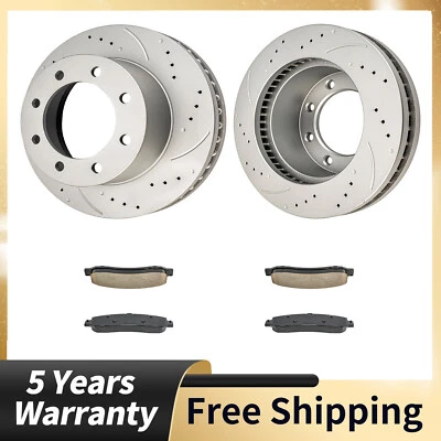 Rotores de freno delanteros perforados pastillas de cerámica para Ford F-250 Super Duty 2005-2012 4x4 Foto 1 de 4