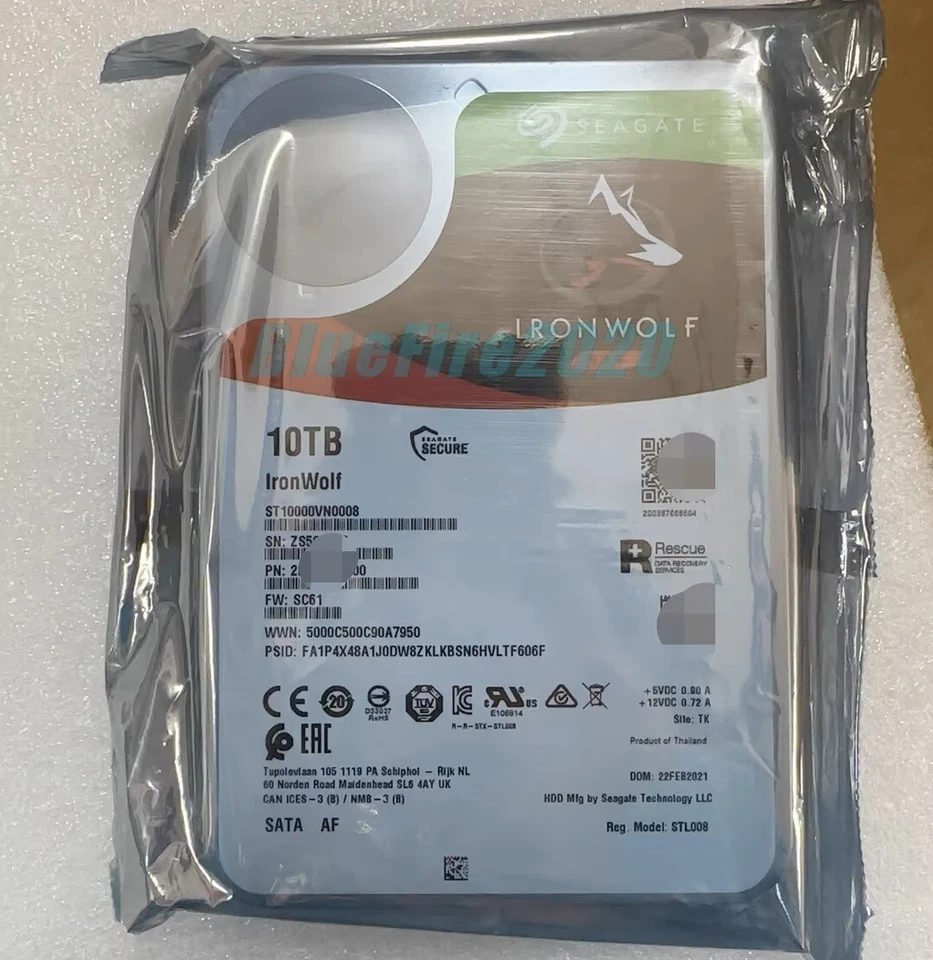 Seagate IronWolf NAS 10TB 7200RPM 3.5" SATA Hard Drive HDD ST10000VN0008 256MB - Image 1 of 1