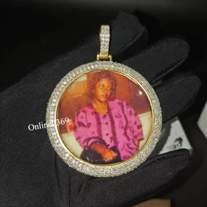 Certified Natural Diamond Customize Memorable Picture Pendant For Him 925 Silver - Picture 1 of 4