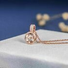 2.00Ct Round Cut Simulated Peach Morganite Pendant Chain In 14K Rose Gold Plated