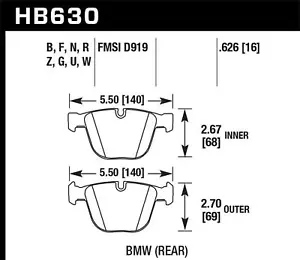 Hawk Rear Disc Brake Pad Set Fits 2017-2018 BMW X5 xDrive50i Turbo 4.4L V8 GAS D - Picture 1 of 4