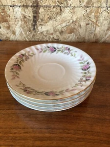 4 Vintage Creative Fine China #2345 Japan Teetasse Untertasse Teller Floral Rosa Rose - Bild 1 von 12