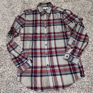 Club Room Button Down Long Sleeve Shirt Medium Super Soft Red Gray Slim Fit - Picture 1 of 8